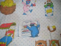 SESAME STREET Bedding Fabric Twin Size Flat Sheet Vintage